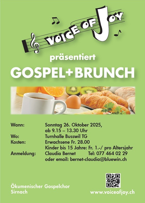 Herzliche Einladung zum Gospel-Brunch >>> DAS Highlight des Jahres